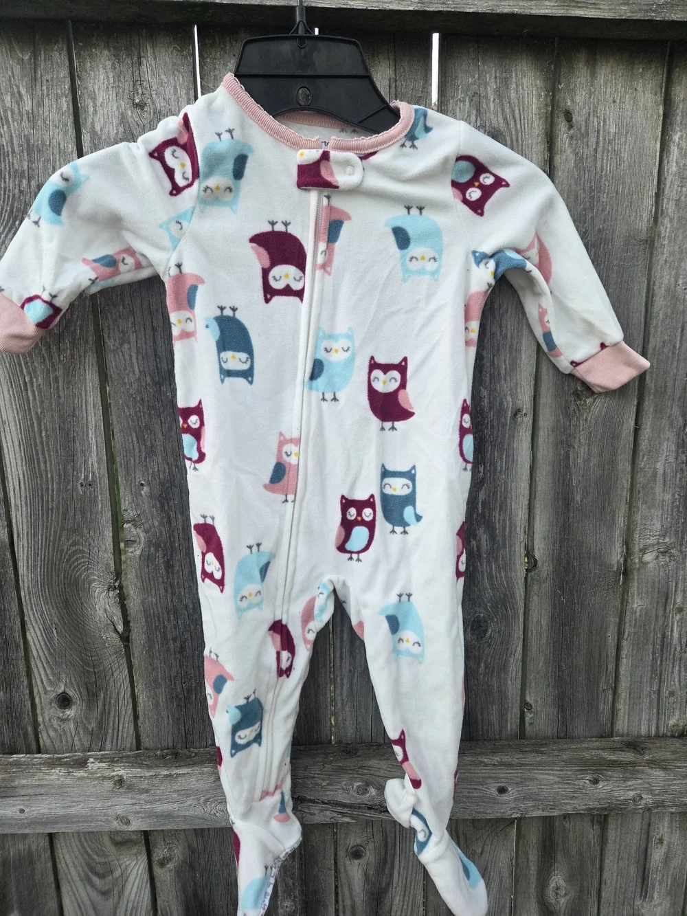 Carters Pink & Blue Owl-Print Kids One-Piece Pajamas